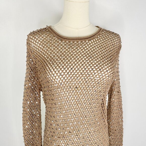 Michael Kors - Brown Crochet Large Knit Sweater Dress - Picture 2 of 6